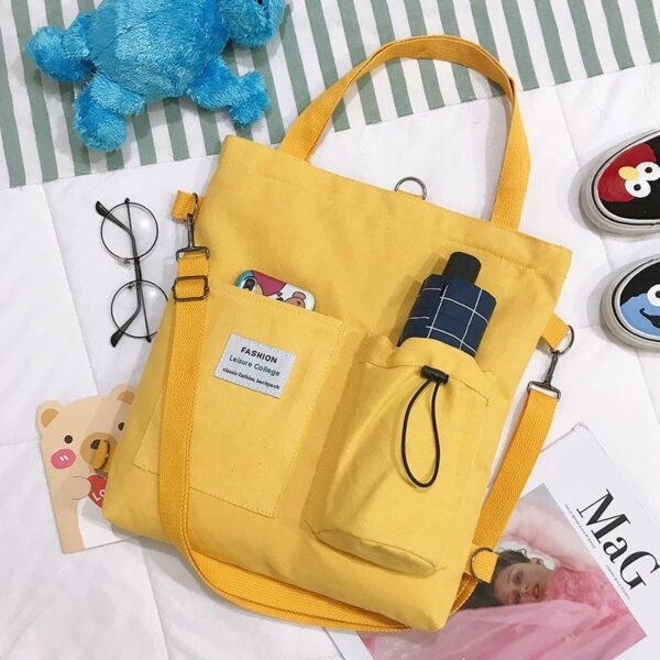 Harajuku Canvas Bags Students Handbag With Pockets Preppy Buckpack Shoulder Bag For Female - Image 2